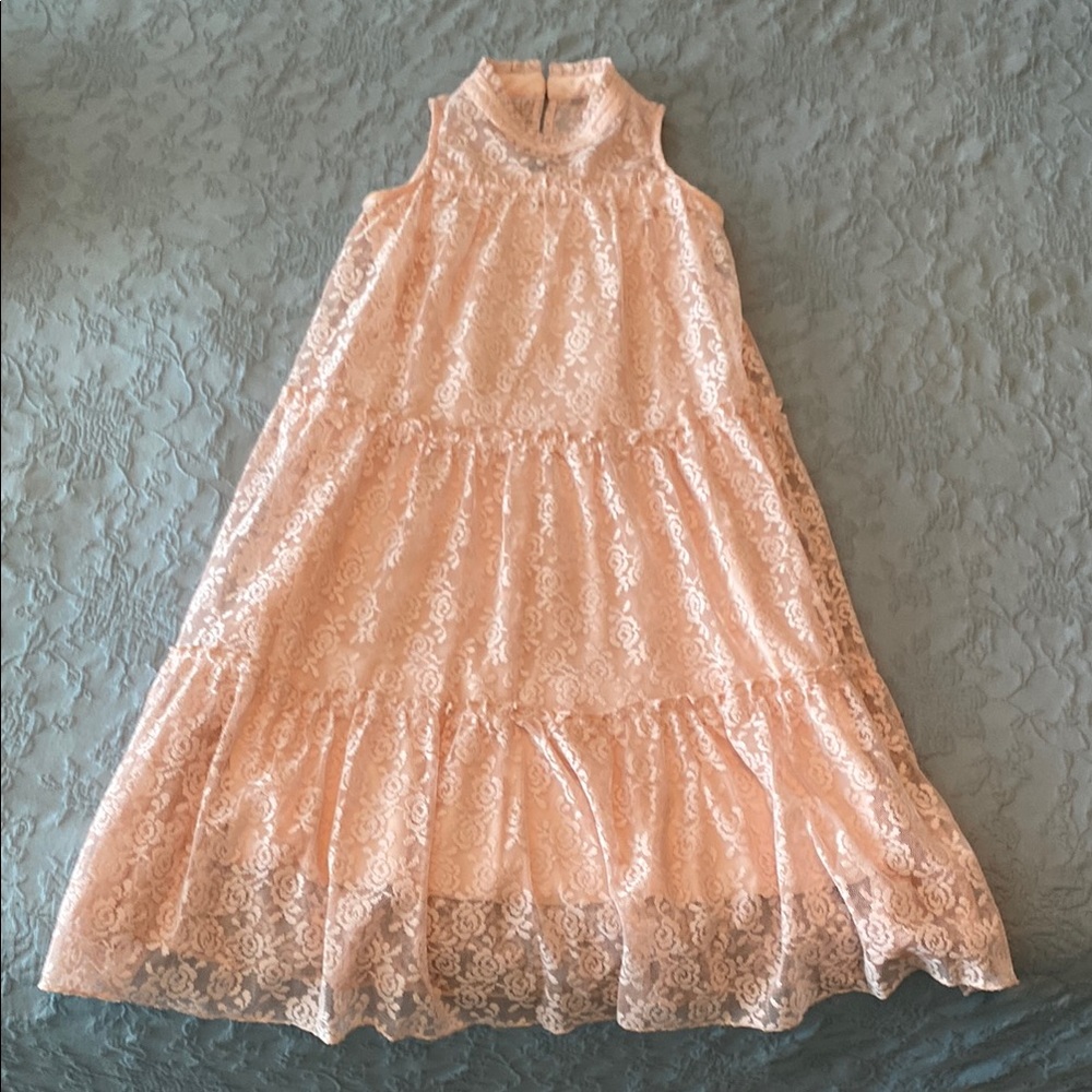 Girls Lace Pink Rose Easter Tea Party Dress Size 12
